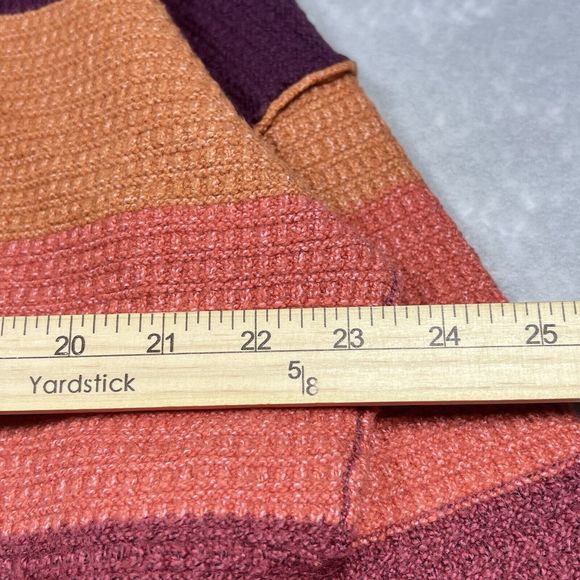 BKE Buckle Women’s Size Medium Orange Striped Boxy Waffle Knit Oversized Sweater - Picture 10 of 14